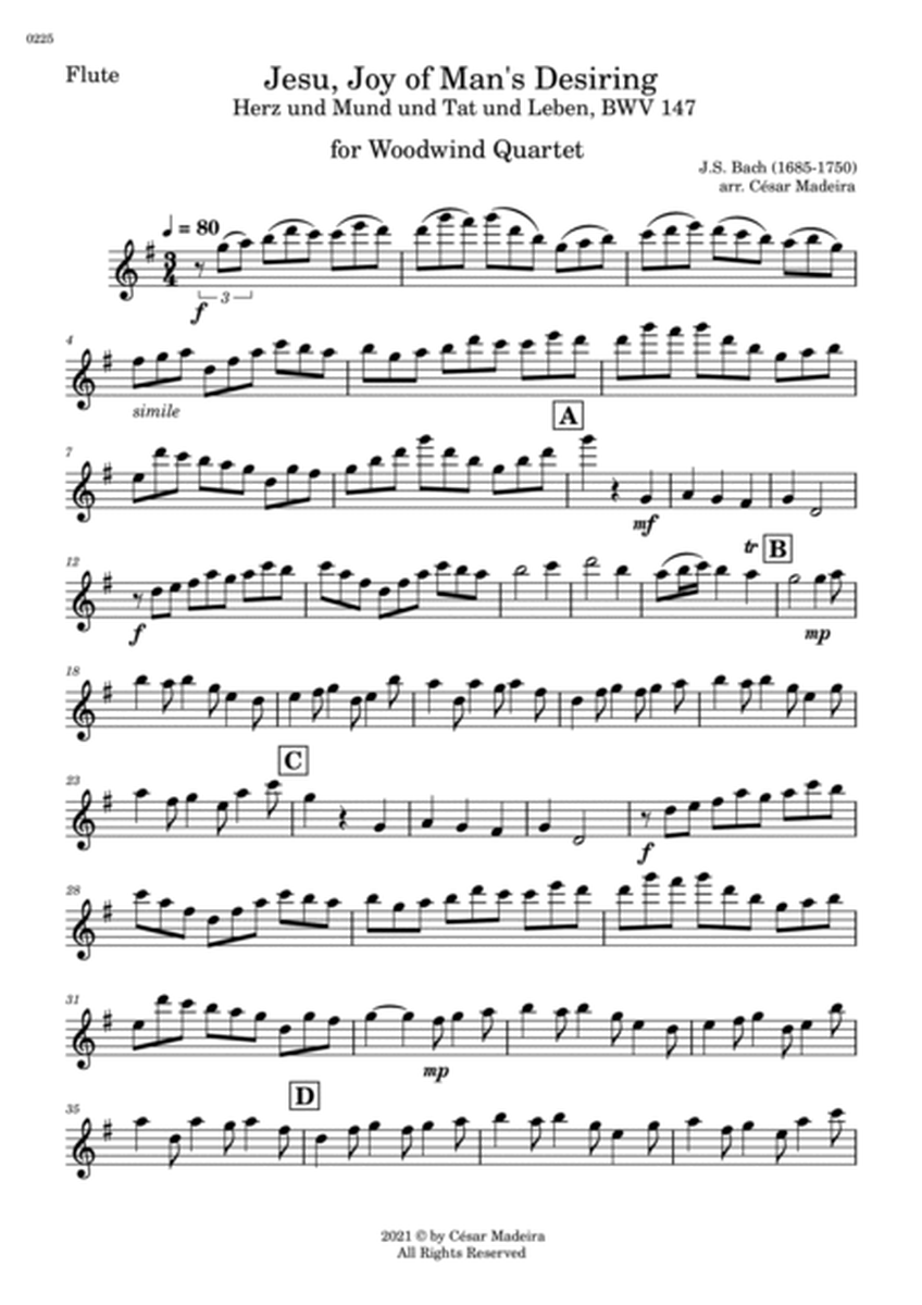 Jesu, Joy of Man's Desiring - Woodwind Quartet (Individual Parts) image number null