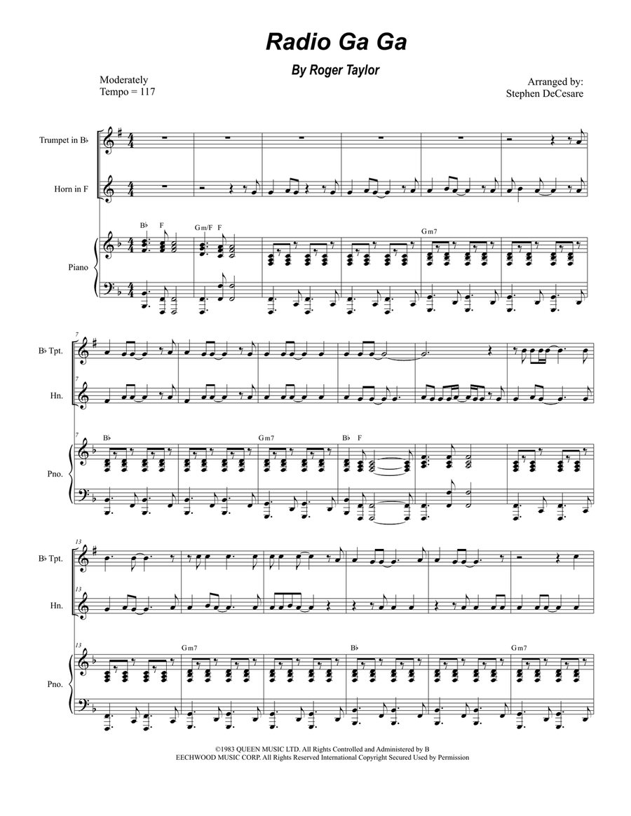Radio Ga Ga Brass Duet scores gallery preview page 1