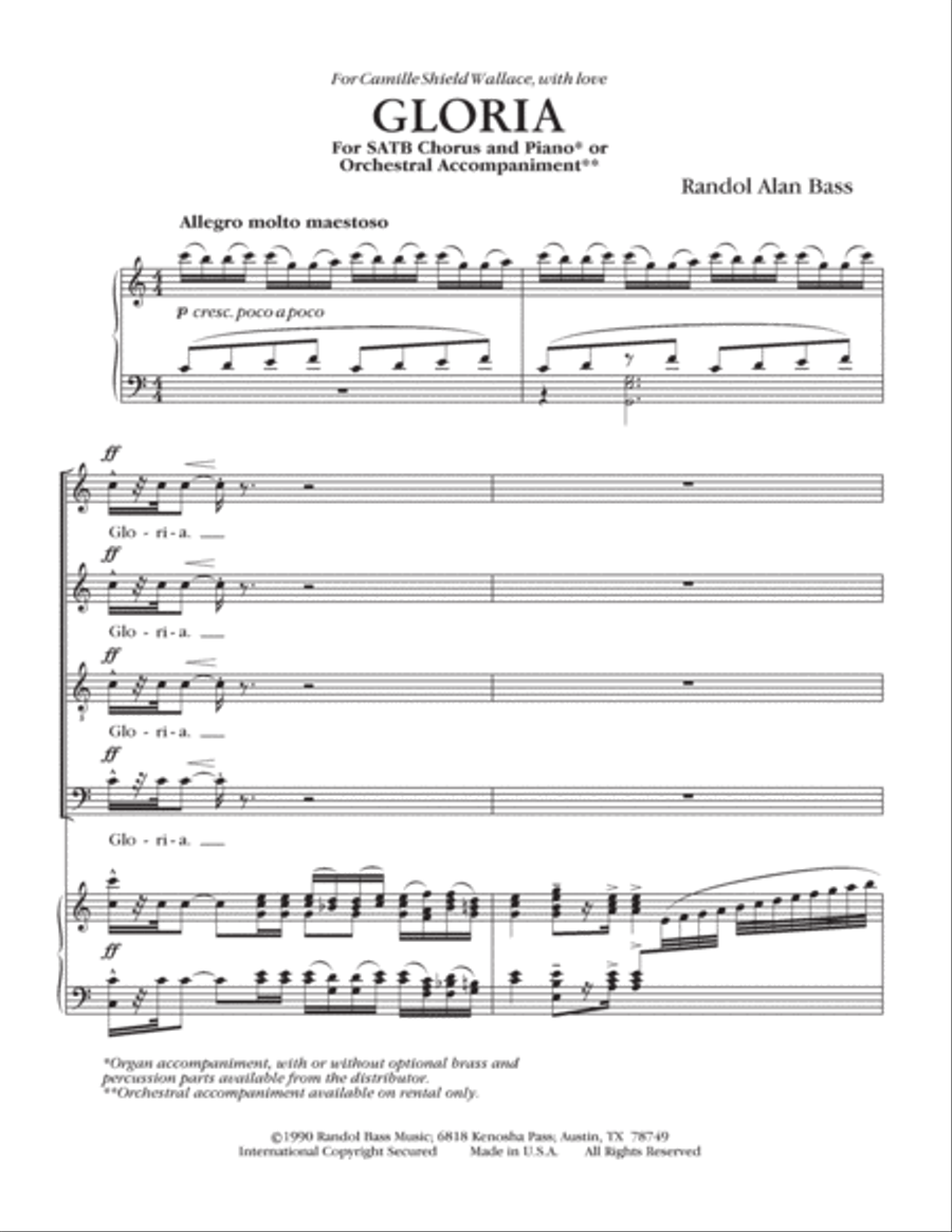 Gloria (SATB Version) (Choral Score) 4-Part scores gallery preview page 13