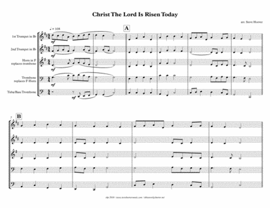 CHRIST THE LORD IS RISEN TODAY - EASTER BRASS QUARTET