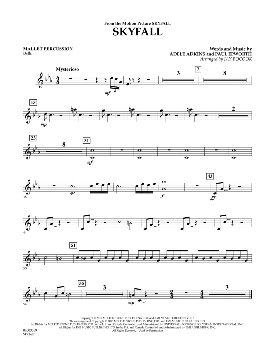 Skyfall - Mallet Percussion Concert Band scores gallery preview page 1