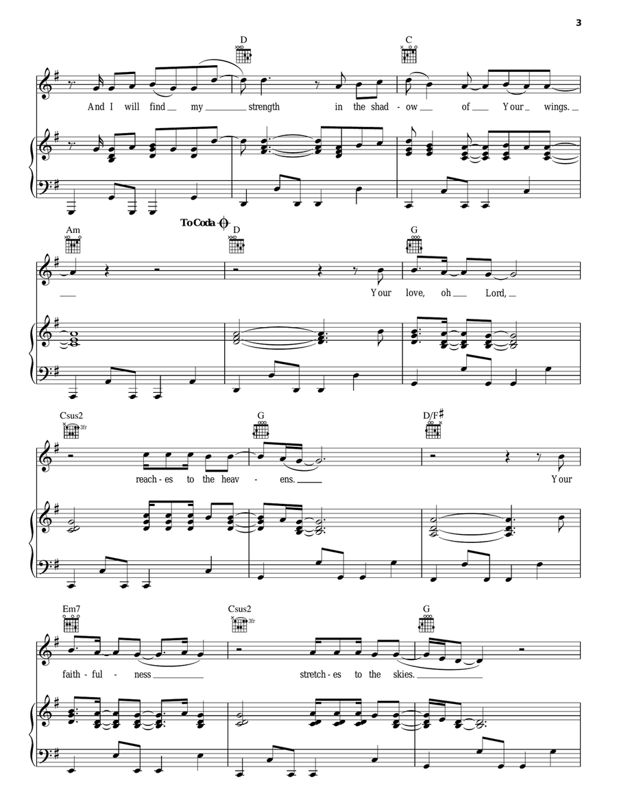 Your Love Oh Lord Piano, Vocal, Guitar scores gallery preview page 3