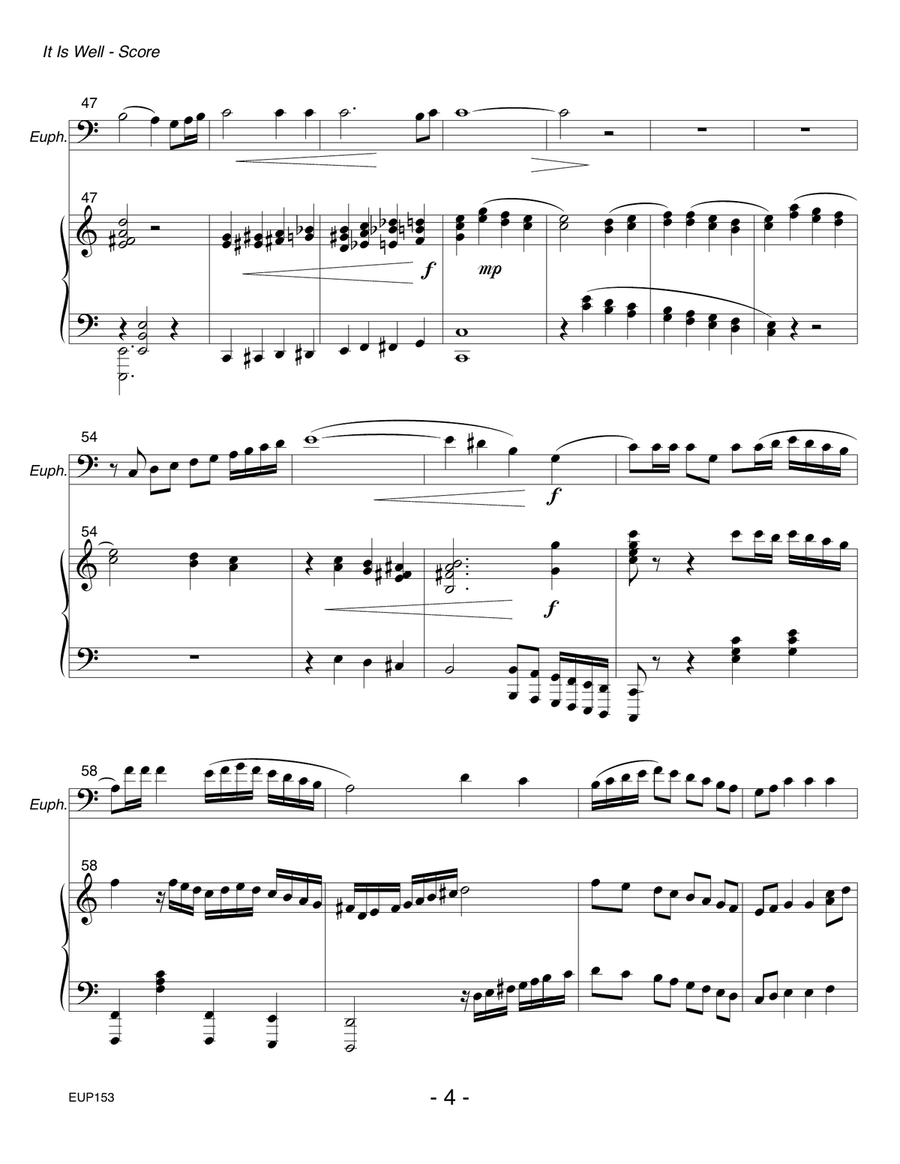IT IS WELL WITH MY SOUL - EUPHONIUM (Trombone) SOLO with Piano Accompaniment Brass Duet scores gallery preview page 4