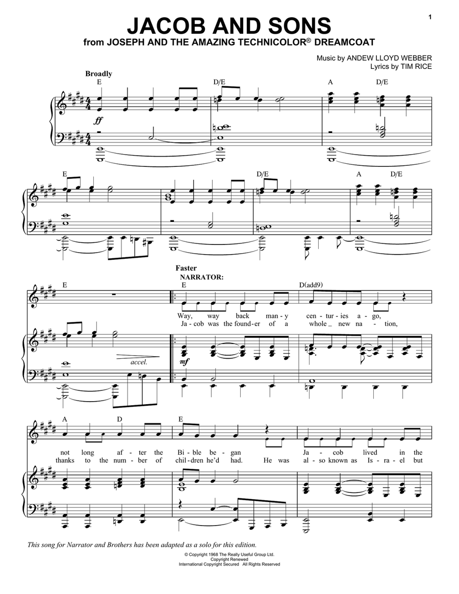 Jacob And Sons Piano, Vocal, Guitar scores gallery preview page 1