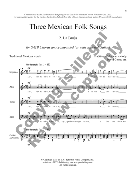 Three Mexican Folk Songs (Piano/Choral Score) image number null