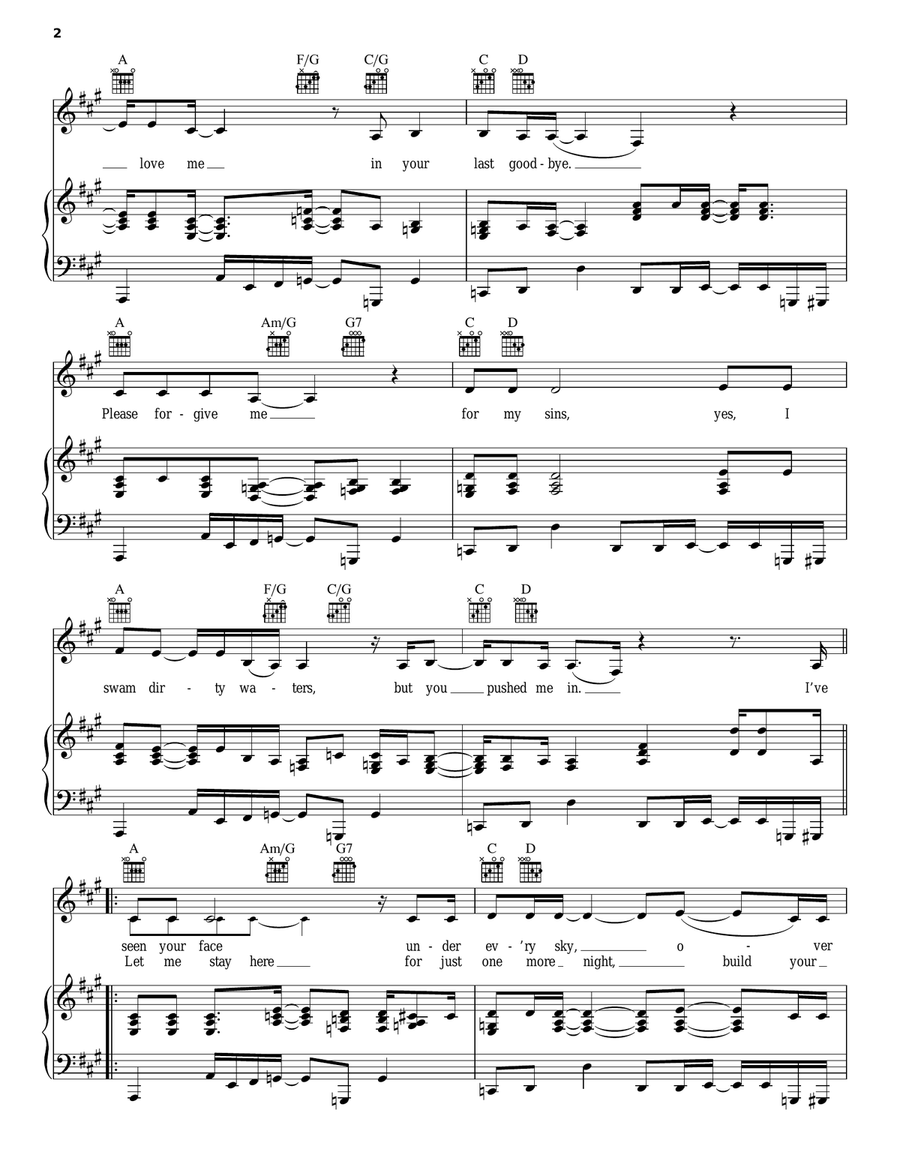 I'll Be Waiting Piano, Vocal, Guitar scores gallery preview page 2