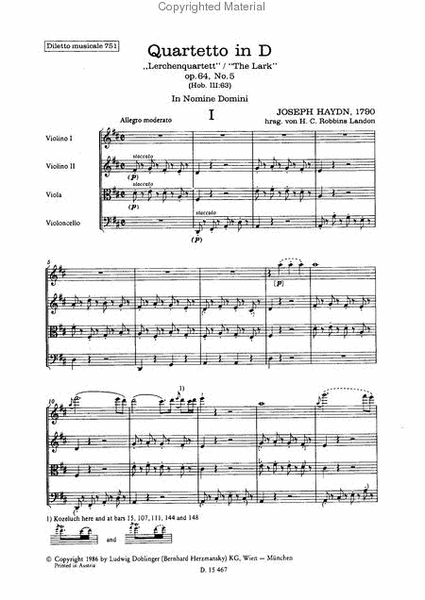 Streichquartett D-Dur op. 64 / 5