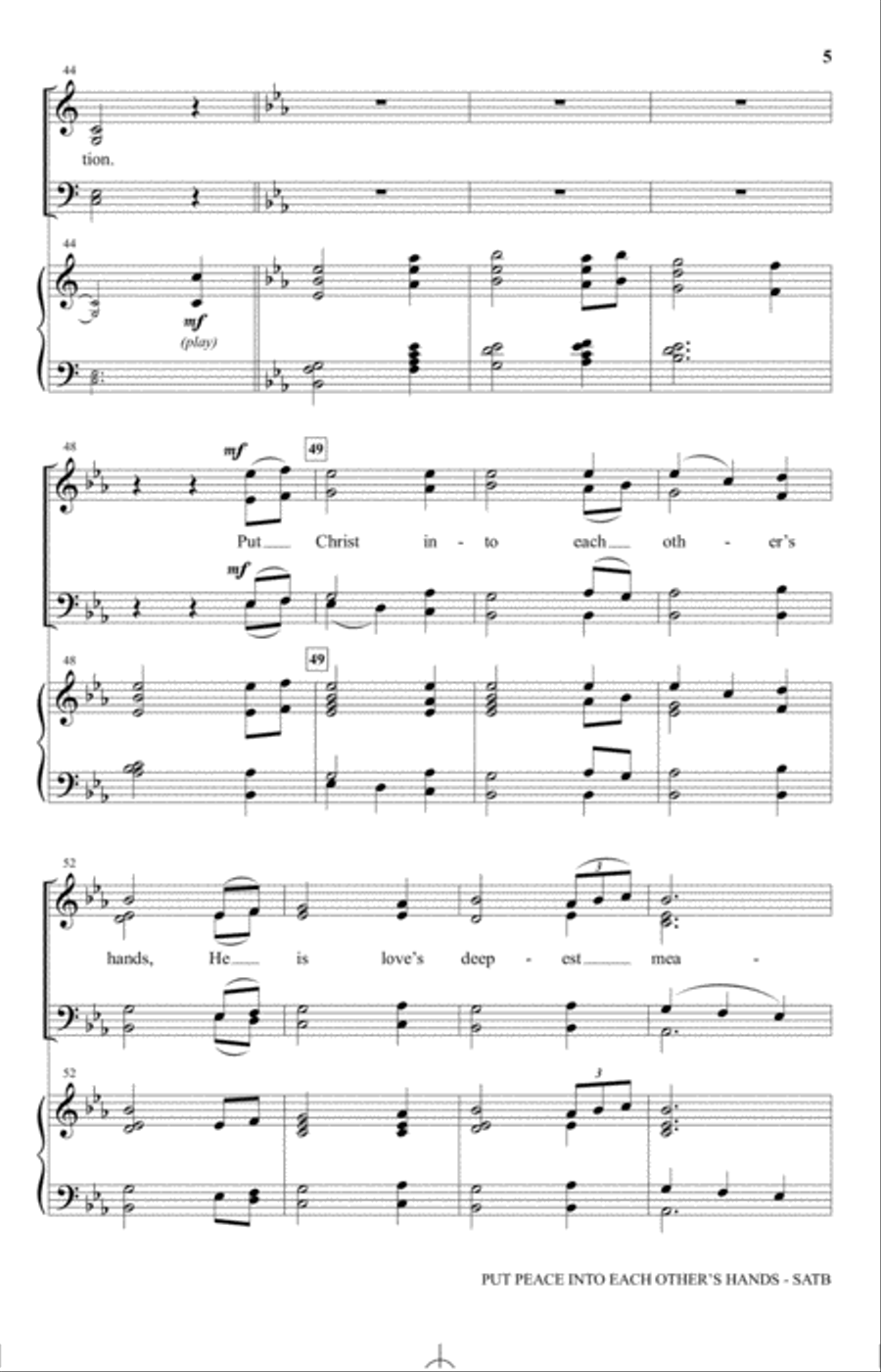 Put Peace Into Each Other's Hands (arr. John Purifoy) 4-Part scores gallery preview page 4