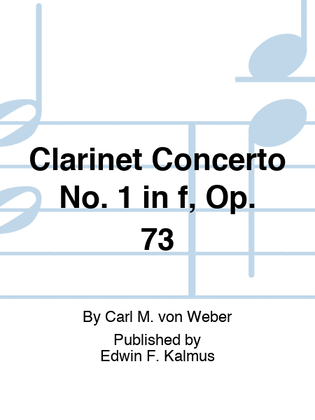 Book cover for Clarinet Concerto No. 1 in f, Op. 73