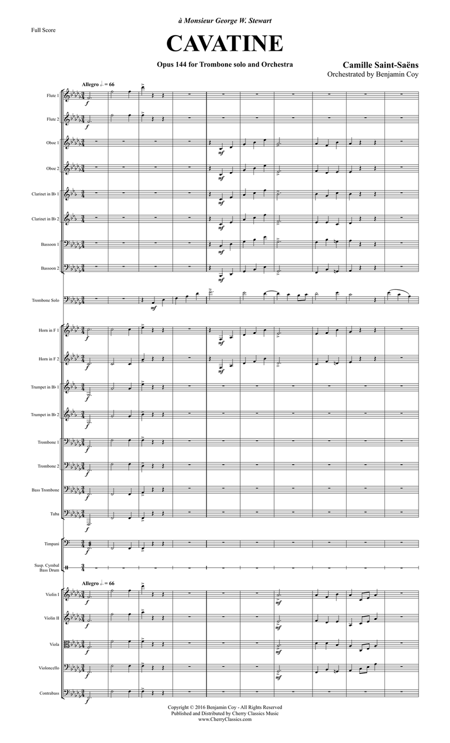 Saint-Saëns (Saint Saens) Cavatine for Trombone and Orchestra image number null