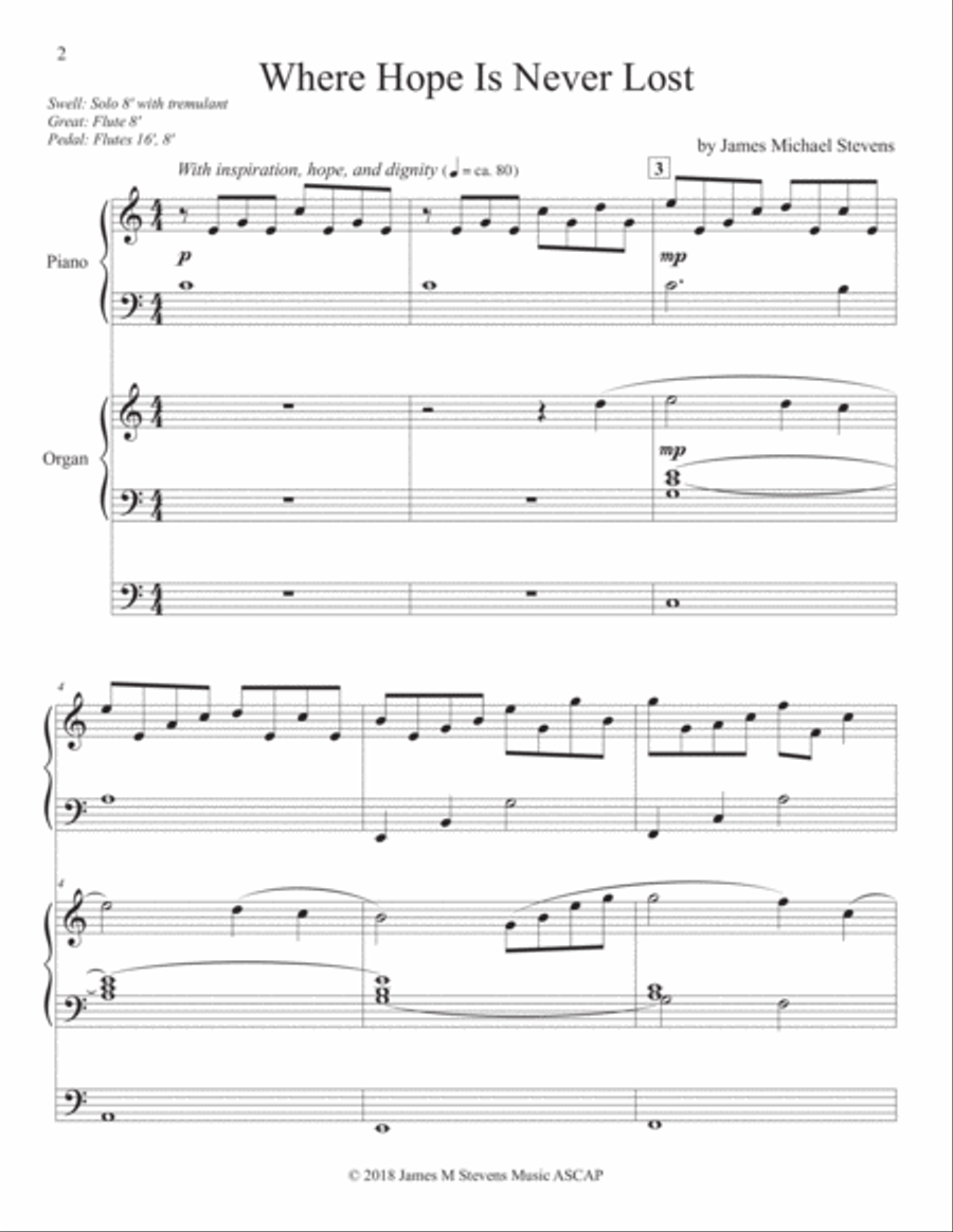 Where Hope Is Never Lost - Piano & Organ Piano scores gallery preview page 2