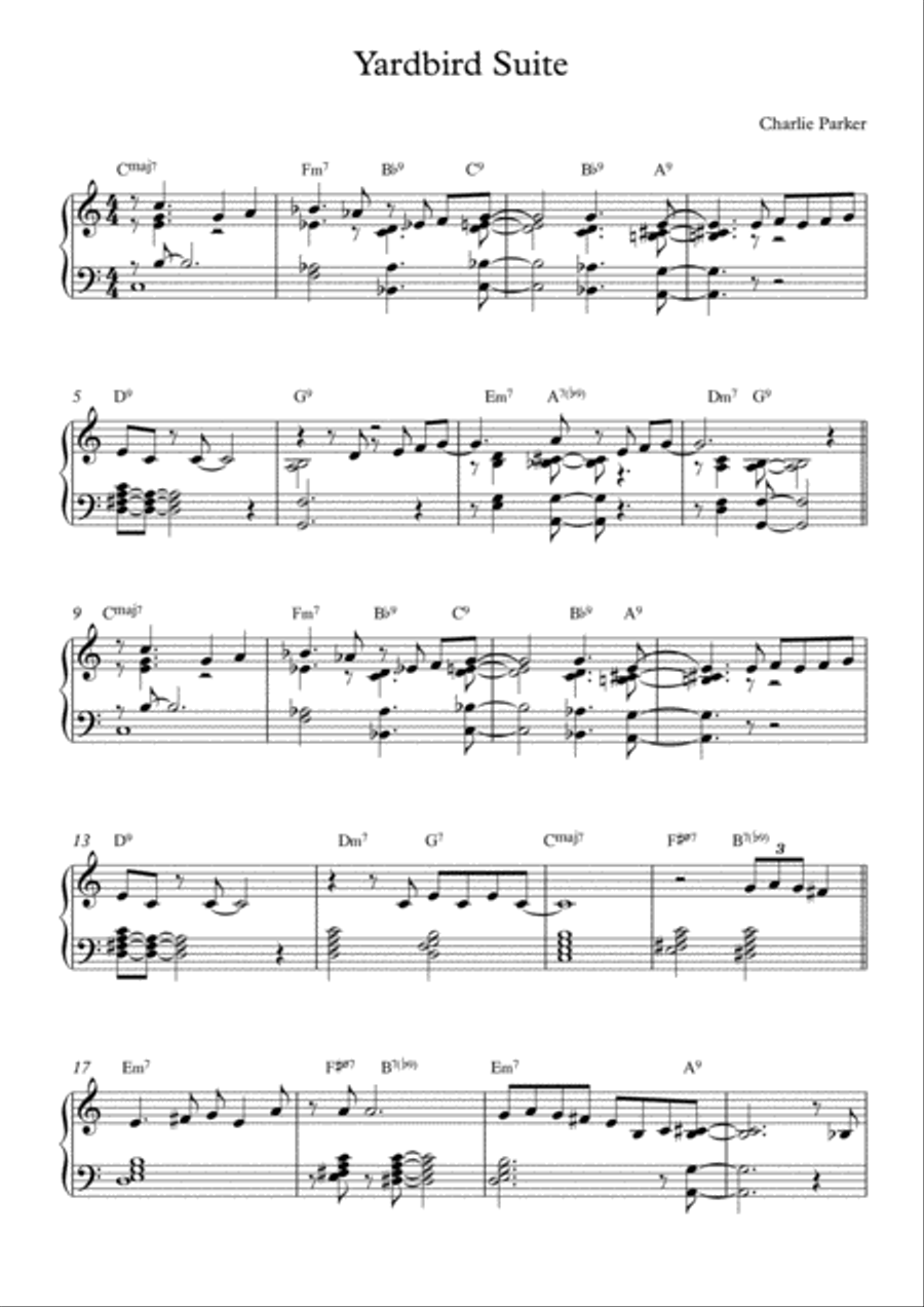 Yardbird Suite Piano Solo scores gallery preview page 1
