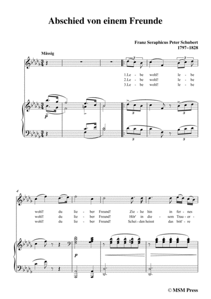 Schubert-Abschied von einem Freunde,in b flat minor,for Voice&Piano image number null