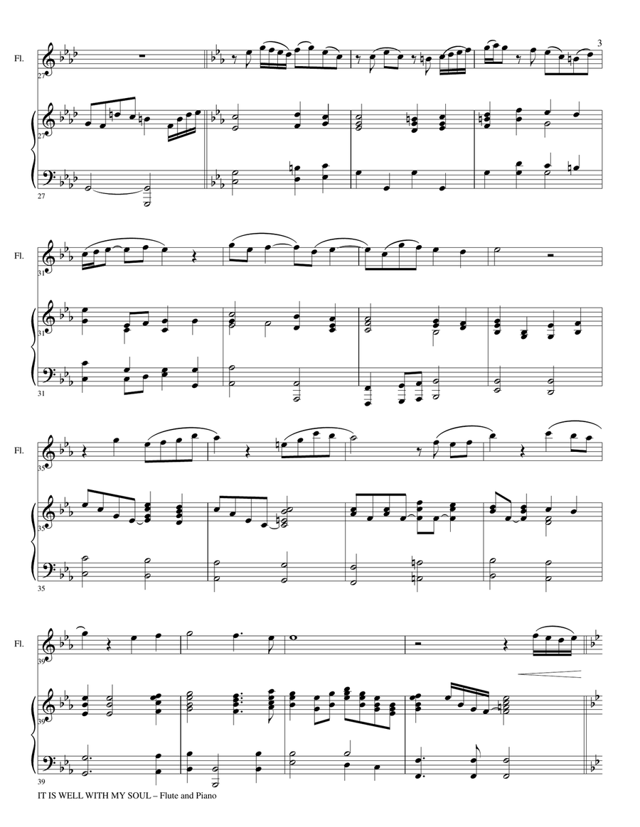 IT IS WELL WITH MY SOUL (Duet – Flute and Piano/Score and Parts) Woodwind Duet scores gallery preview page 3
