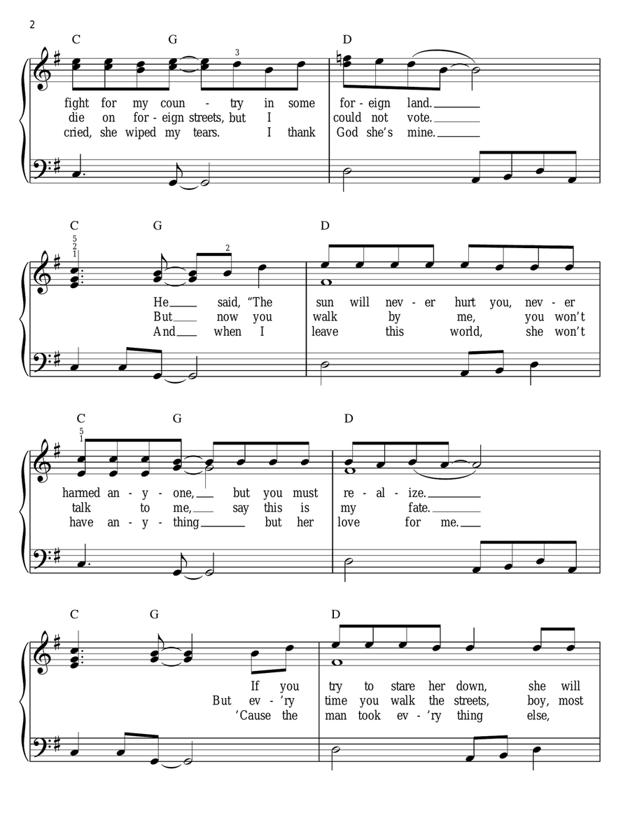 Old Man & Me (When I Get To Heaven) Easy Piano scores gallery preview page 2