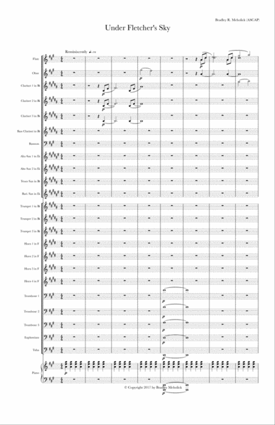 Under Fletcher's Sky (For Concert Winds *multiple percussion parts also available) Concert Band scores gallery preview page 2