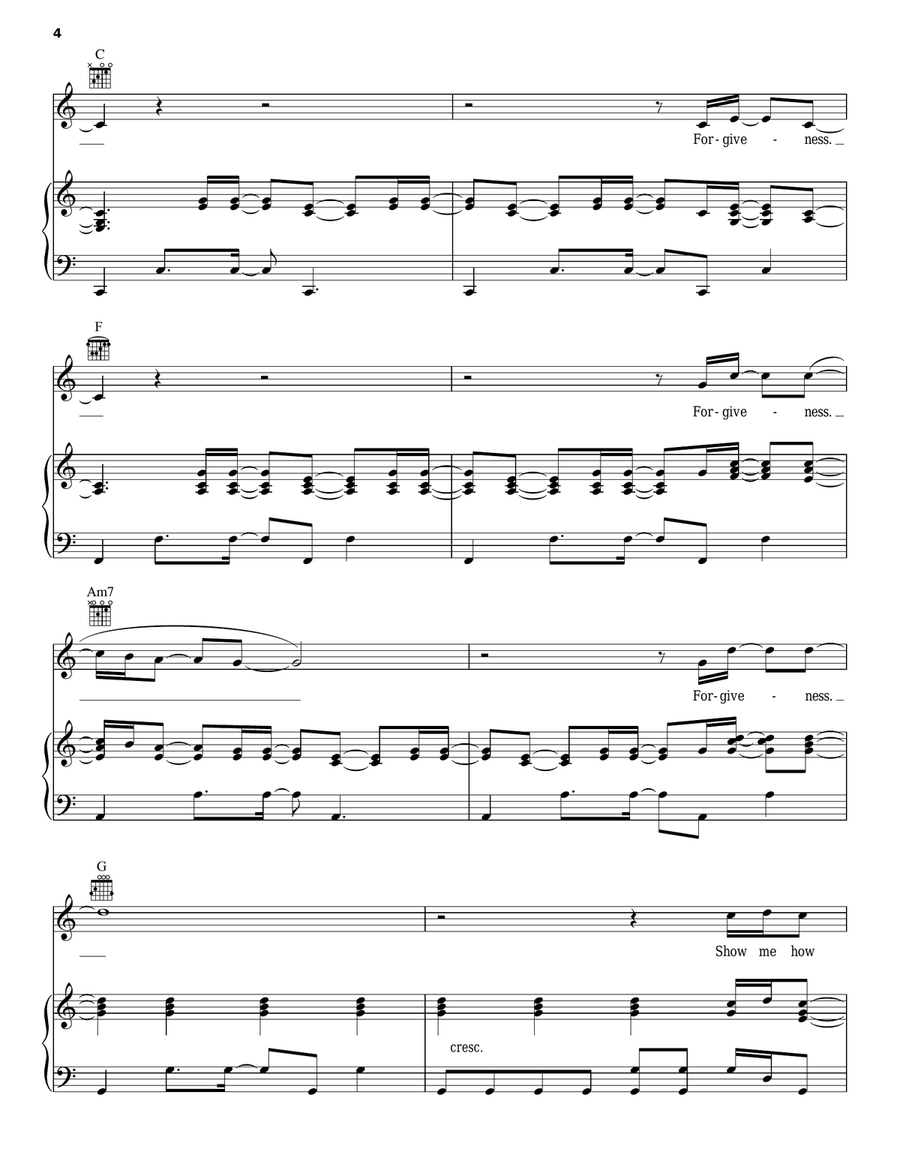 Forgiveness Forgiveness Piano, Vocal, Guitar scores gallery preview page 4