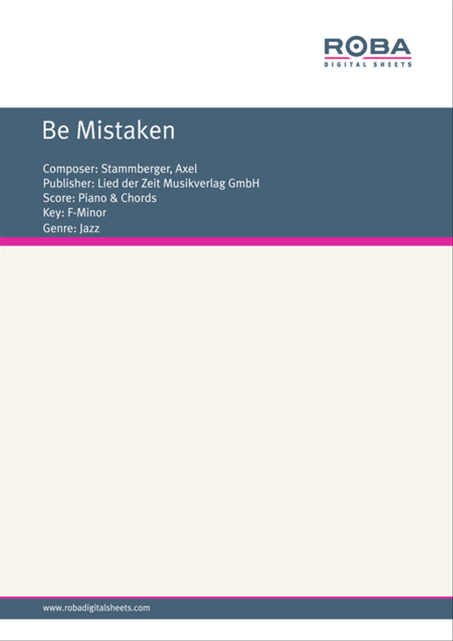 Be Mistaken Piano scores gallery preview page 1