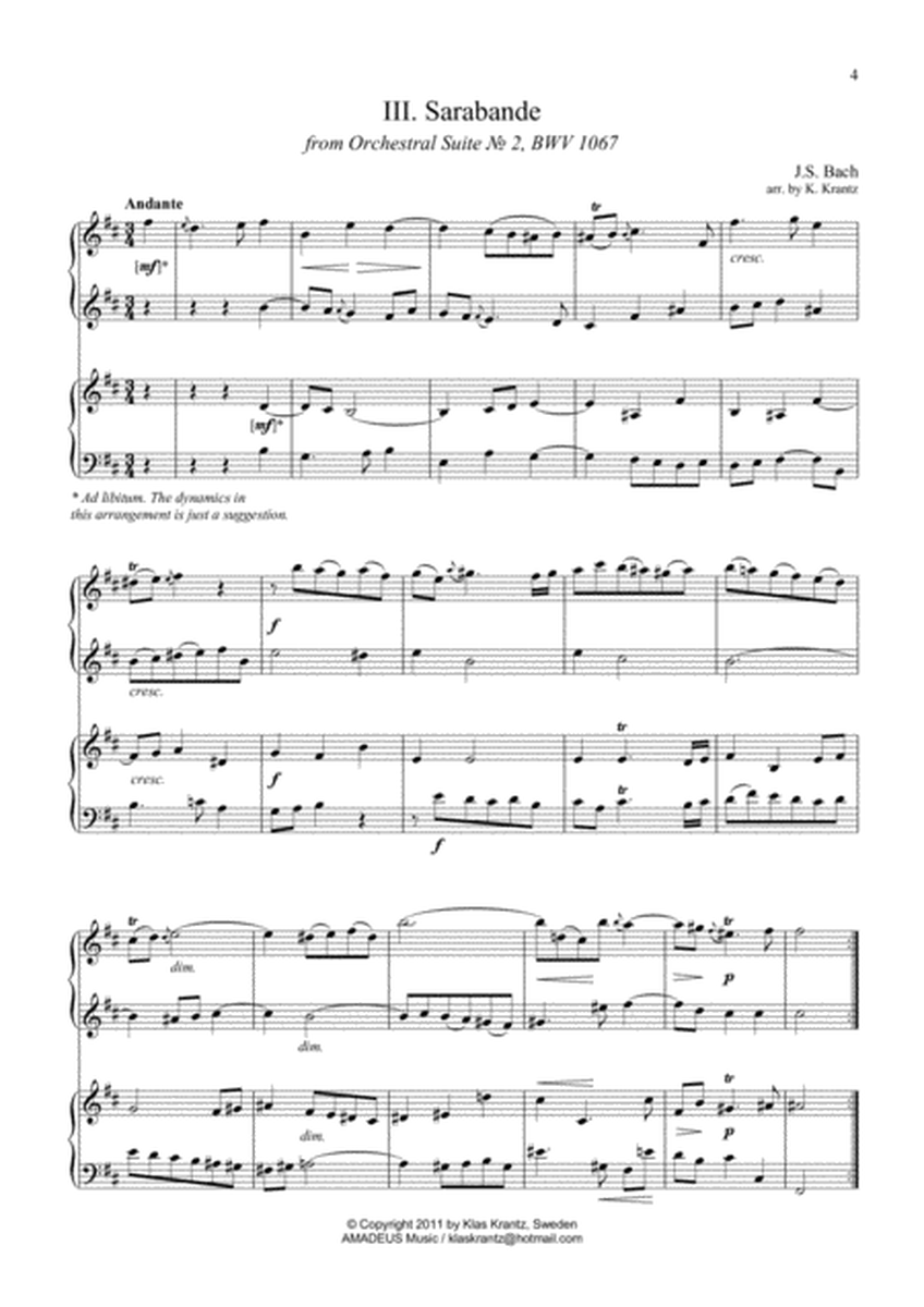 Orchestral Suite 2 BWV 1067, mov. 2-7 for piano duet (score only) image number null