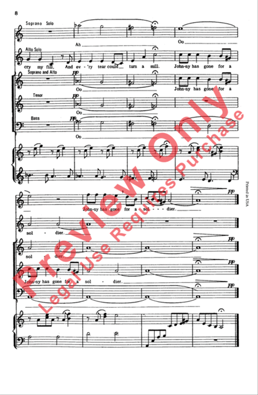 Johnny Has Gone for a Soldier 4-Part scores gallery preview page 8