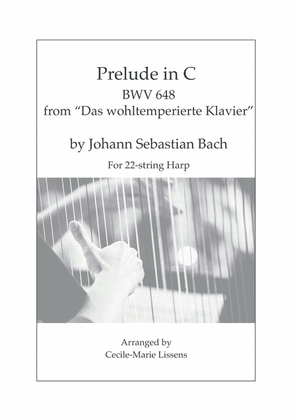 Book cover for Prelude in C - Johann Sebastian Bach for 22-string lever harp