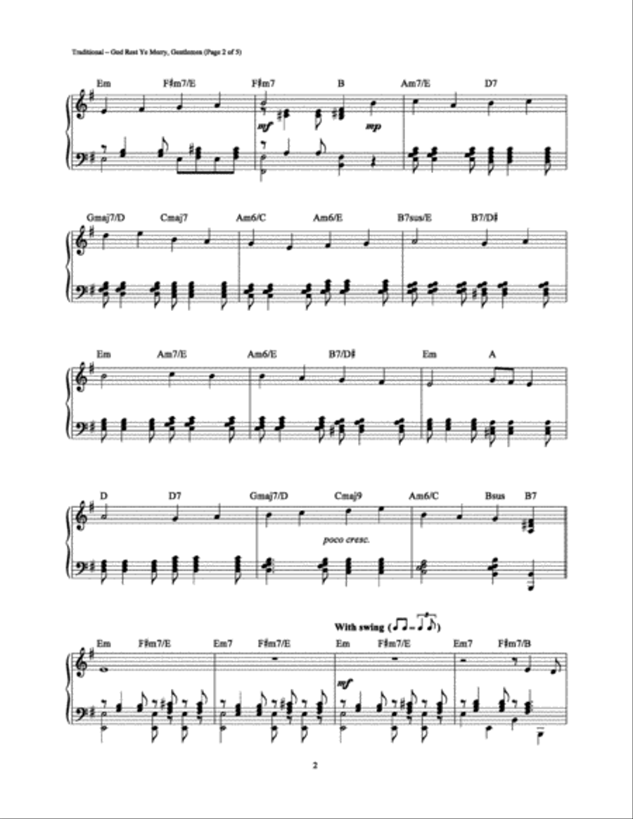 God Rest Ye Merry, Gentlemen Piano Solo scores gallery preview page 2