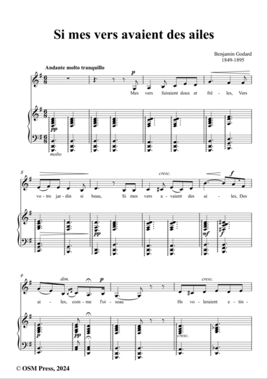 B. Godard-Si mes vers avaient des ailes(Could my songs their way be winging),in G Major Voice scores gallery preview page 2