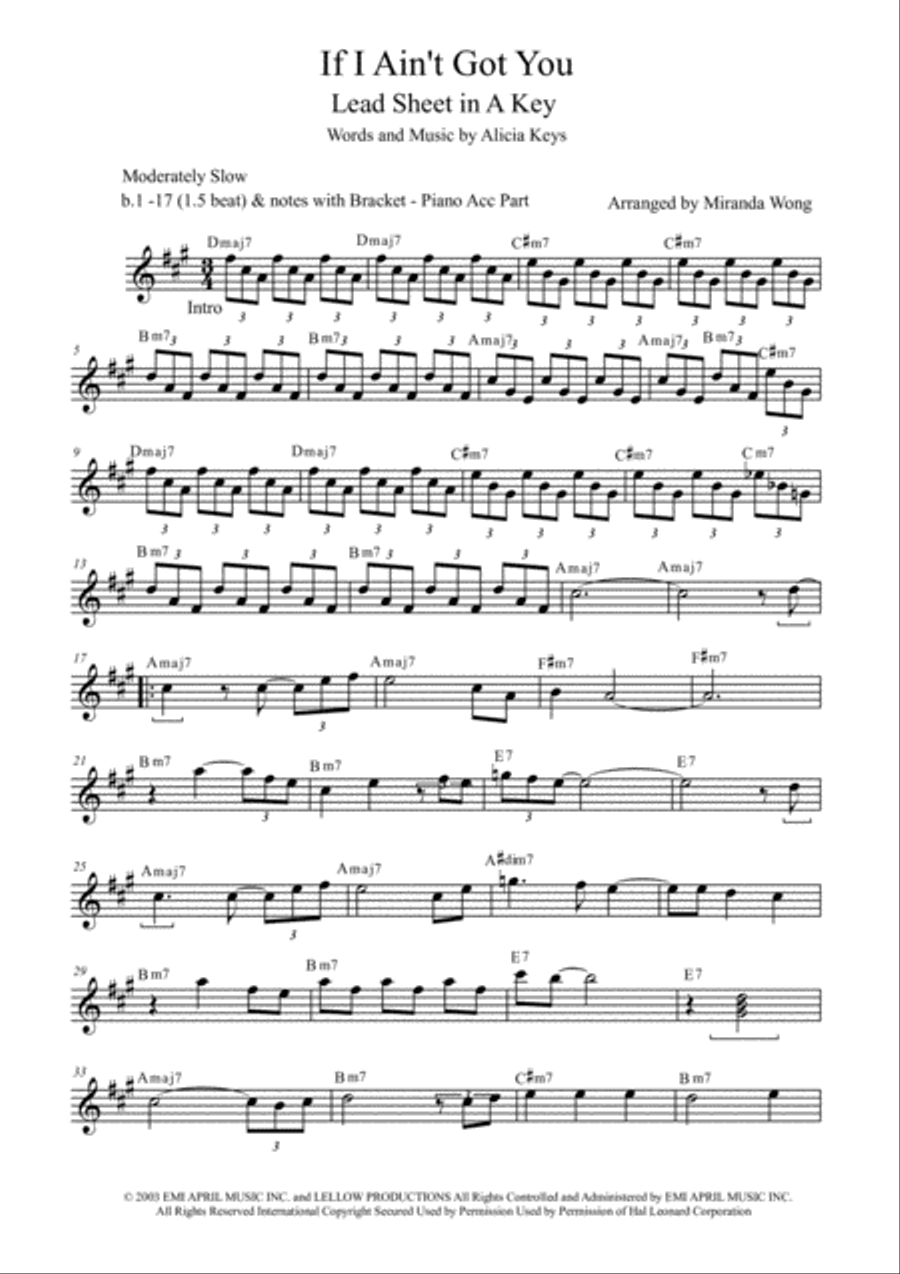 If I Ain't Got You Small Ensemble scores gallery preview page 1