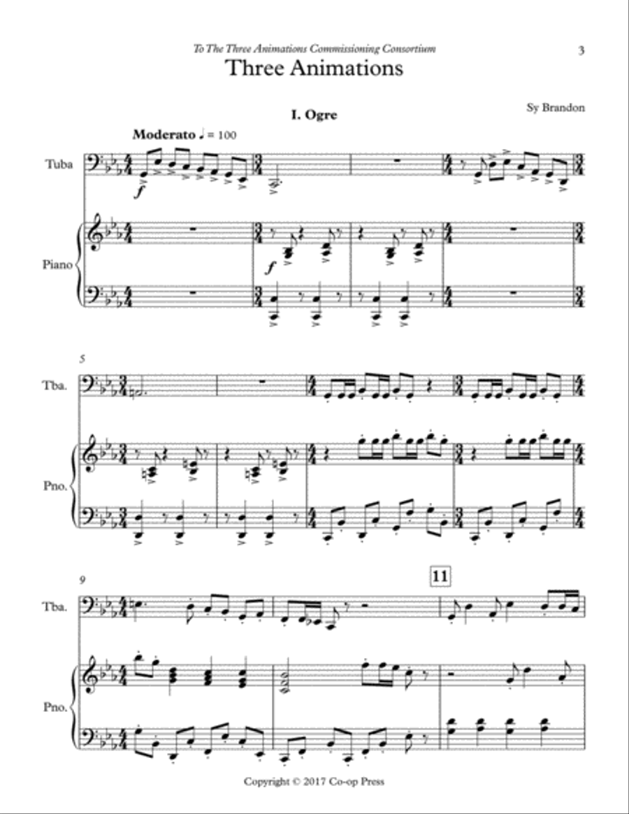 Three Animations for Tuba and Piano Tuba scores gallery preview page 3