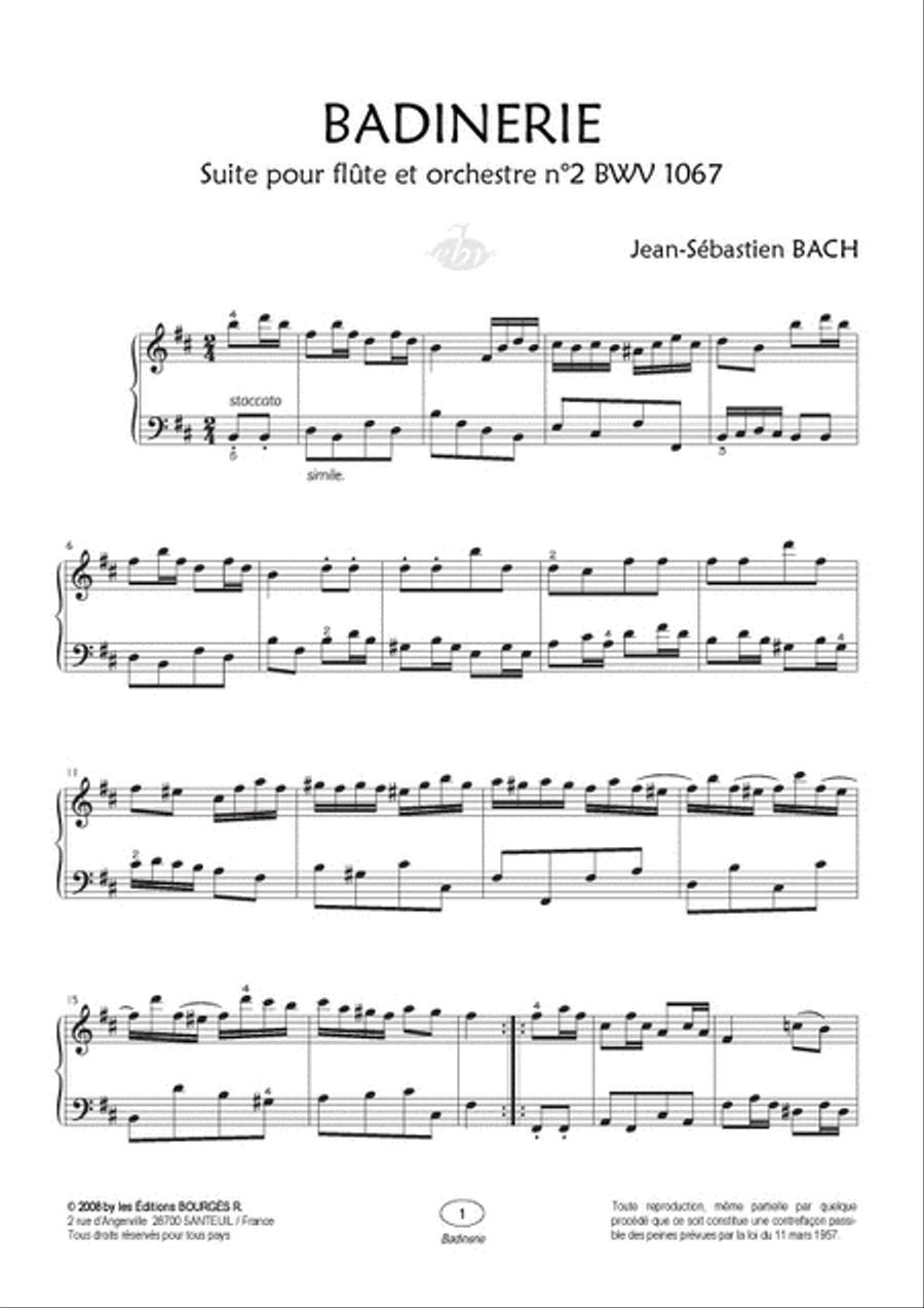 Badinerie BWV 1067 (Collection Anacrouse) Piano Solo scores gallery preview page 2