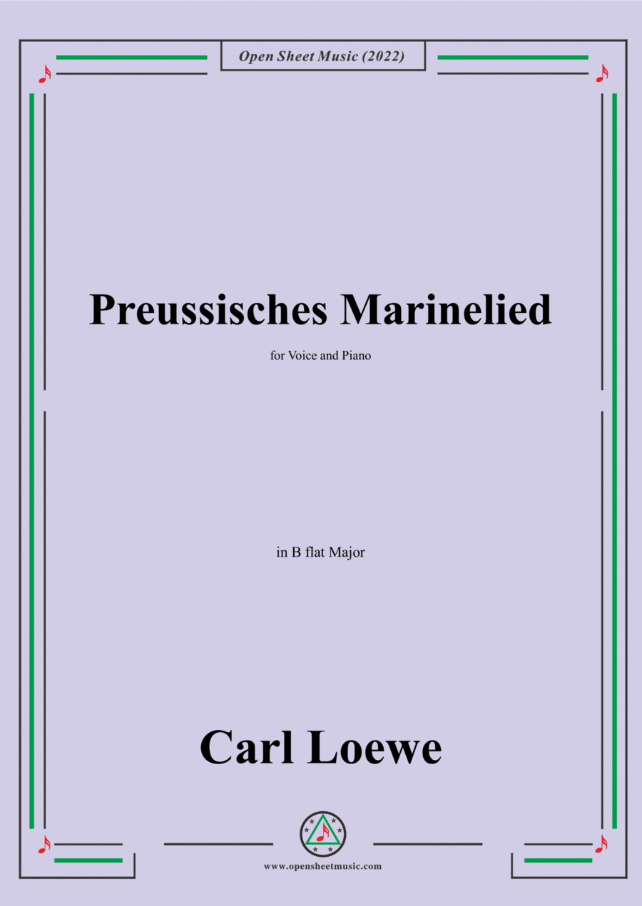Loewe-Preussisches Marinelied,in B flat Major,for Voice and Piano Voice Solo scores gallery preview page 1