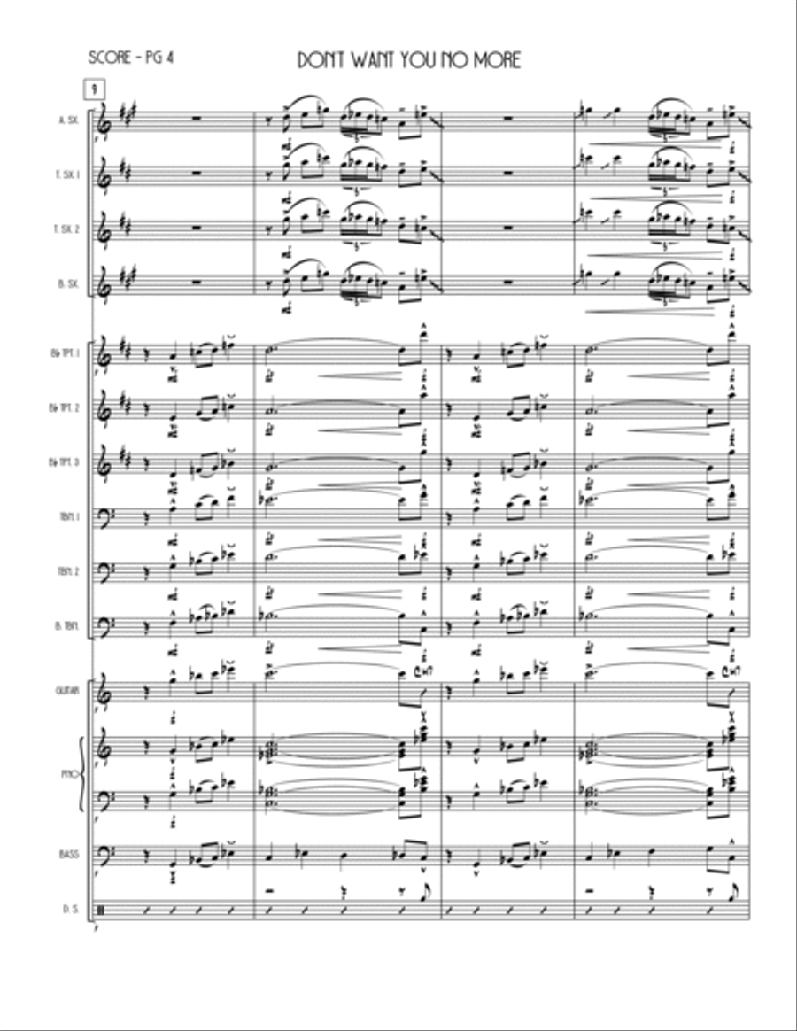 Don't Want You No More Jazz Ensemble scores gallery preview page 4