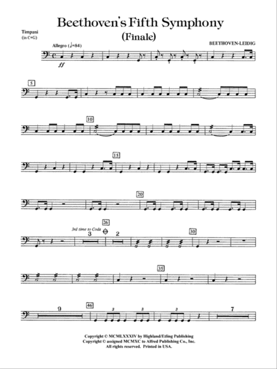Beethoven's 5th Symphony, Finale: Timpani Full Orchestra scores gallery preview page 1