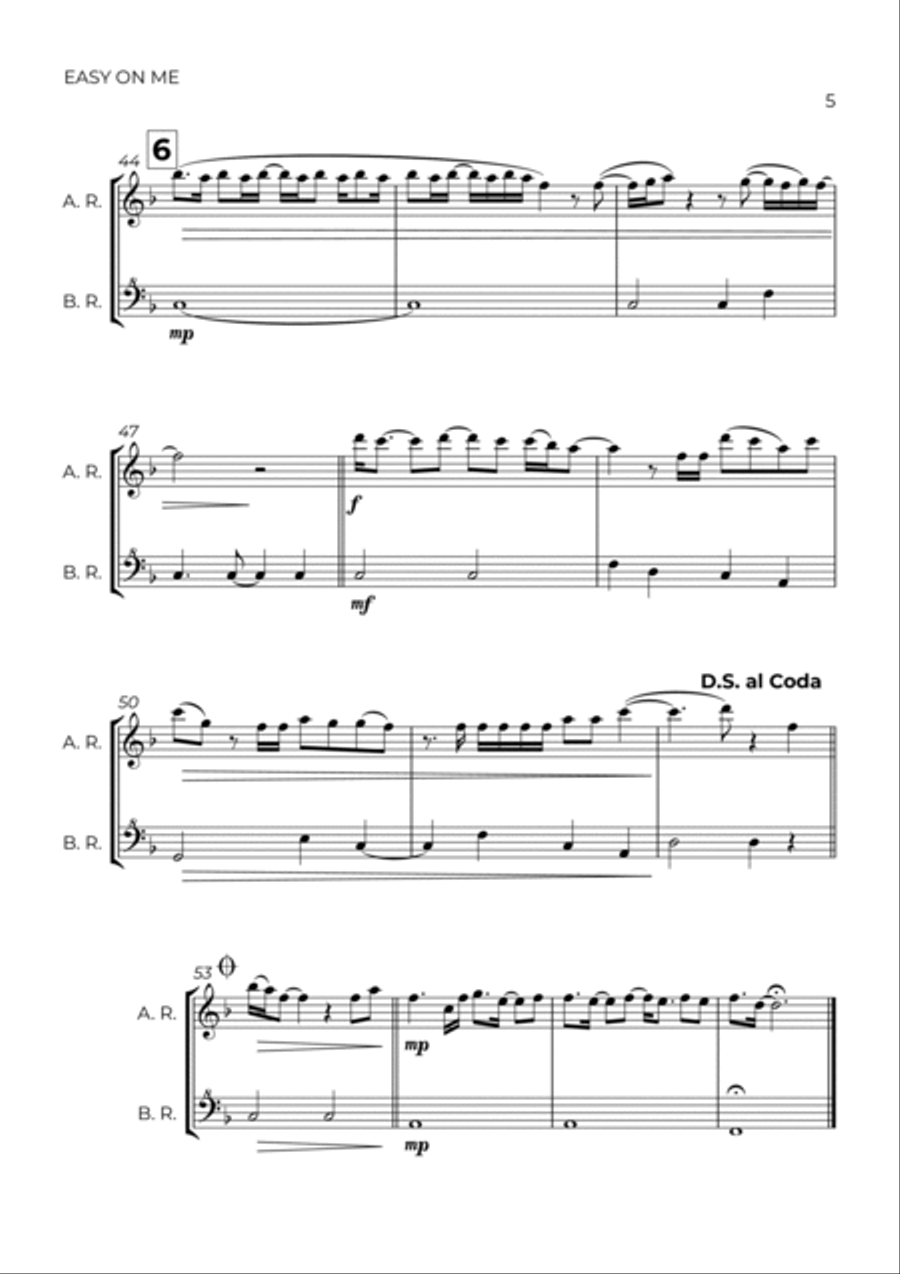 Easy On Me Woodwind Duet scores gallery preview page 5