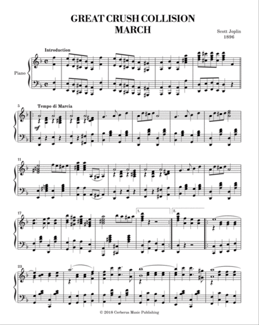 Great Crush Collision March - Joplin Piano Solo scores gallery preview page 1