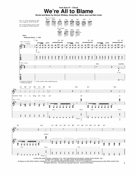Sum 41 – Pieces Sheet music for Piano (Solo)