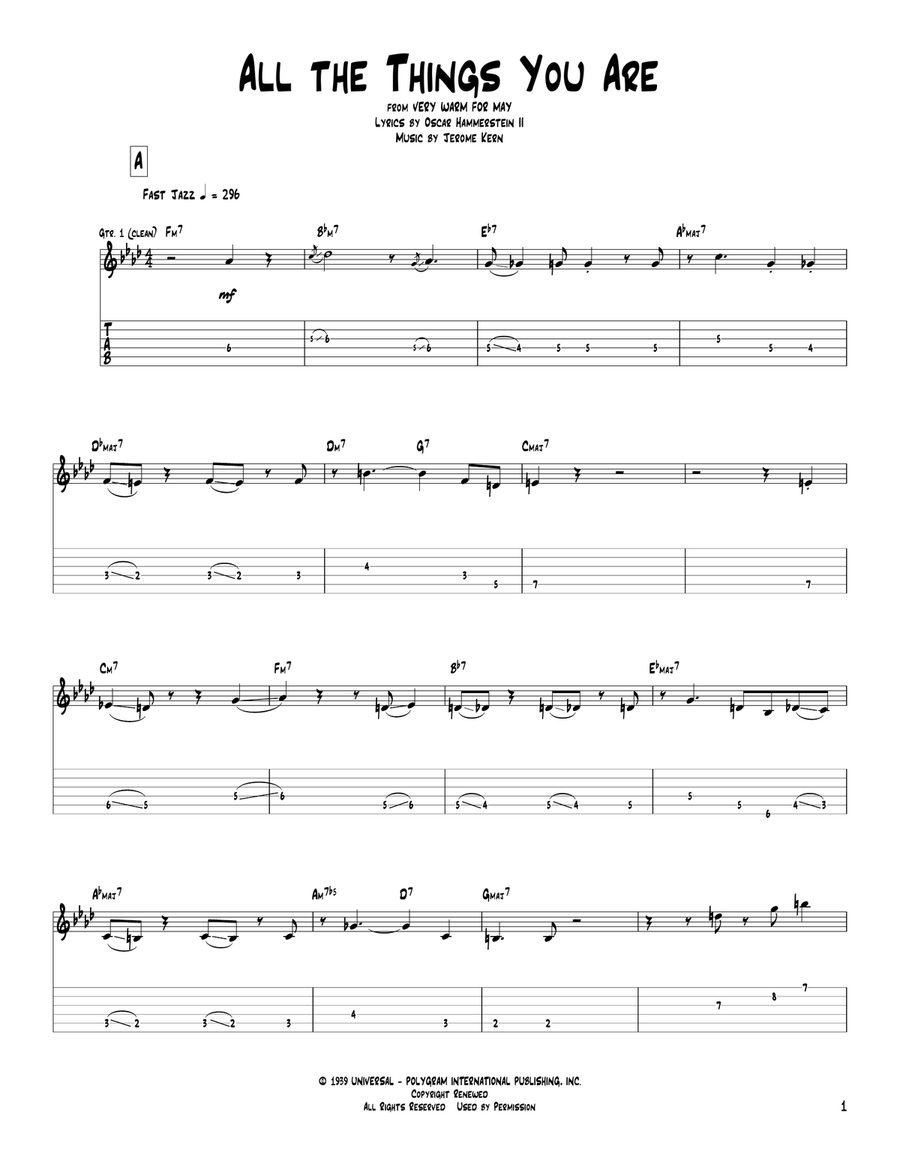All The Things You Are Electric Guitar scores gallery preview page 1