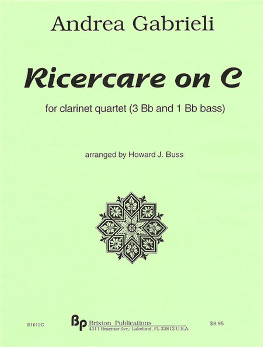 Ricercare on C Clarinet Quartet scores gallery preview page 1