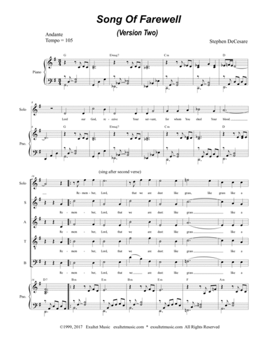 Song Of Farewell (Saints Of God) (Solo & SATB) image number null