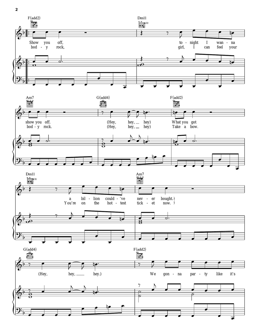 Beauty And A Beat Beauty And A Beat Piano, Vocal, Guitar scores gallery preview page 2