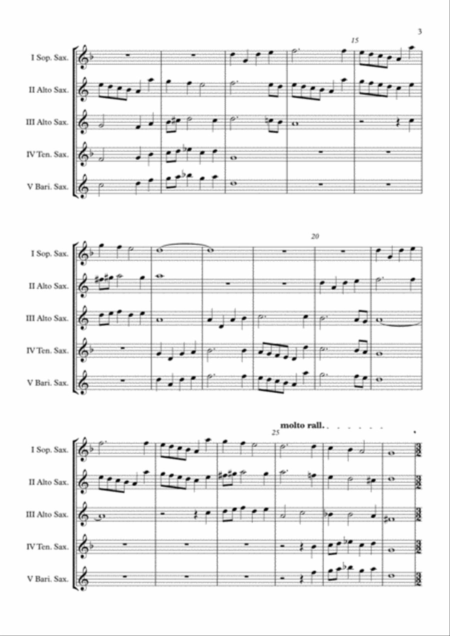 Canzona per sonar No 1 Ch.186 (Giovanni Gabrieli) Saxophone Quintet arr. Adrian Wagner Saxophone Quintet scores gallery preview page 3