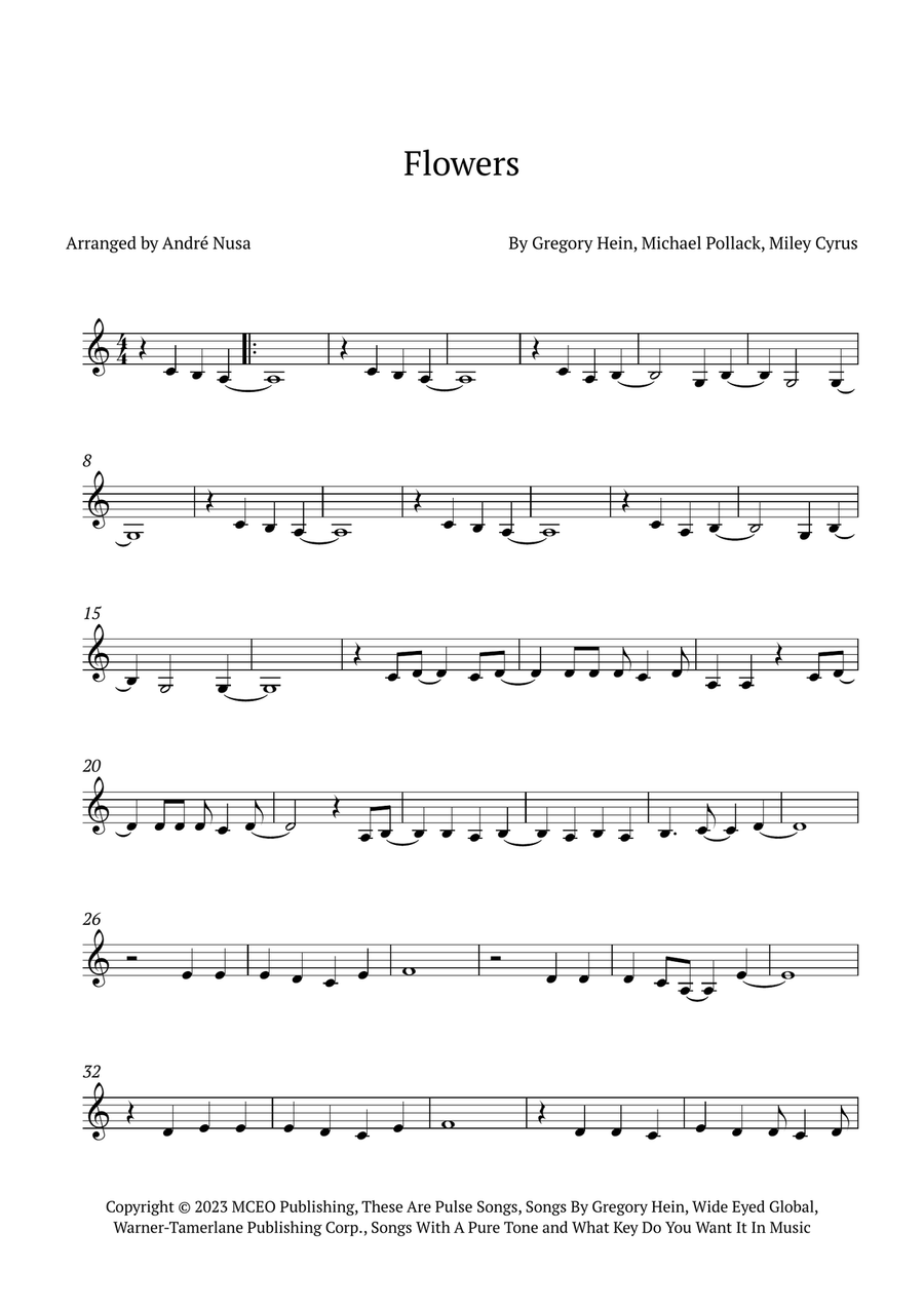 Flowers Flowers Violin Solo scores gallery preview page 1