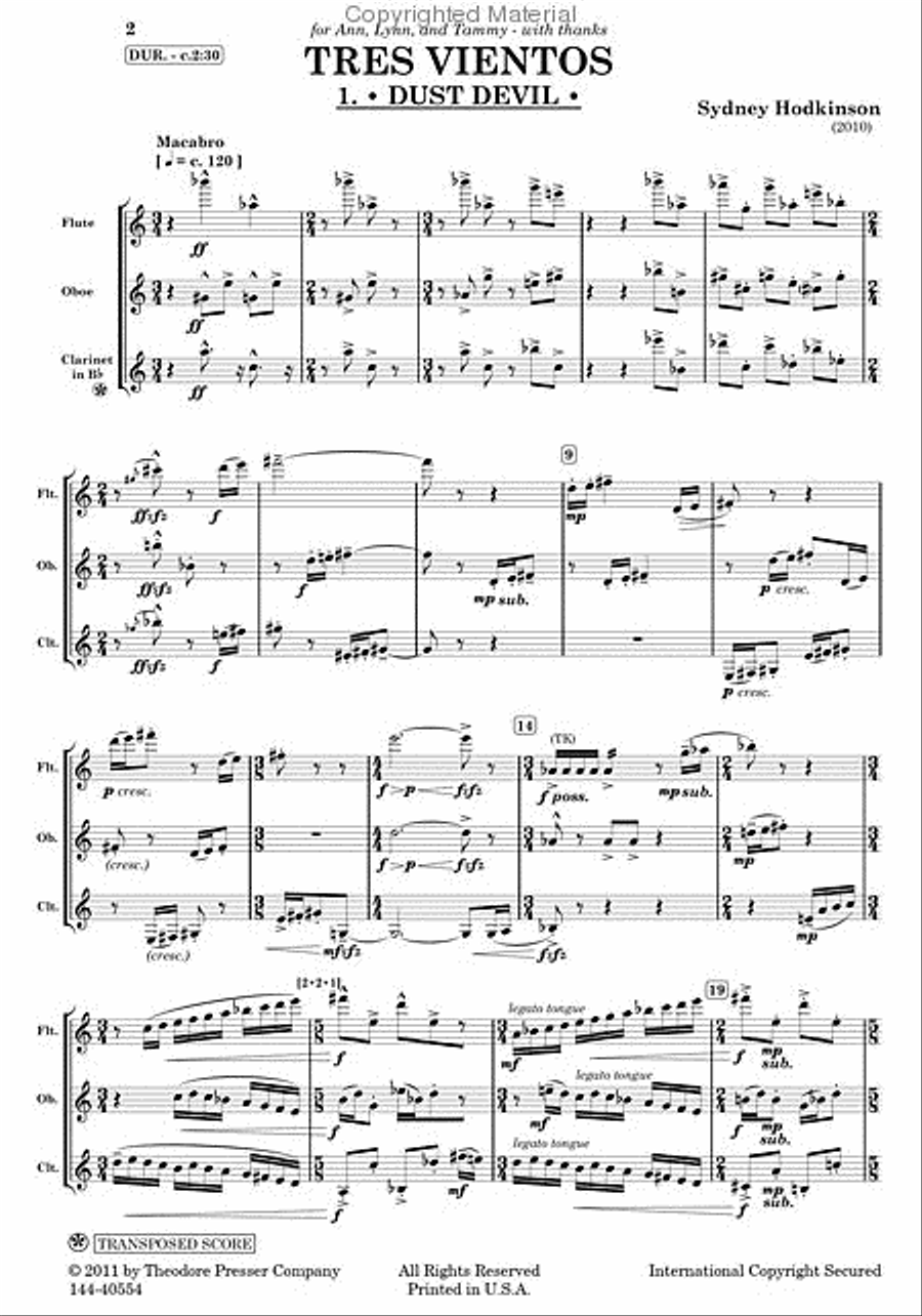 Tres Vientos Chamber Music scores gallery preview page 2