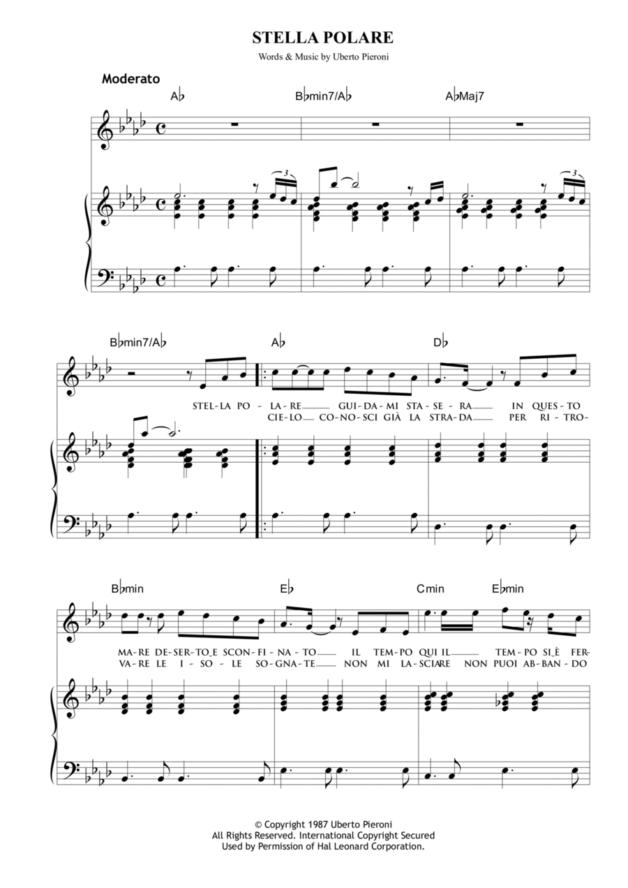 Stella Polare Stella Polare Piano, Vocal, Guitar scores gallery preview page 1