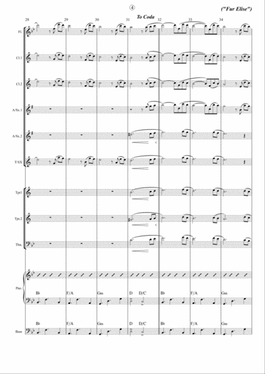 Fur Elise - For a medium jazz band Jazz Ensemble scores gallery preview page 4