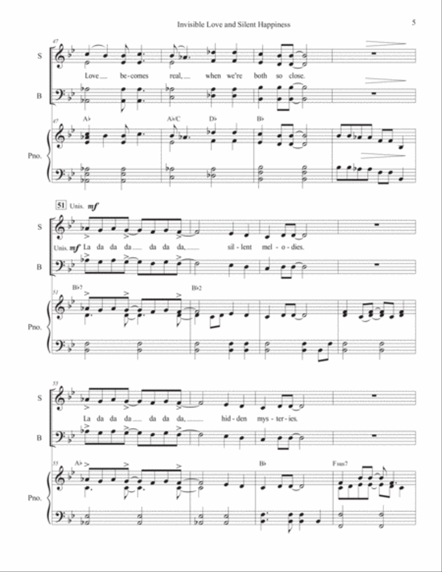 Invisible Love and Silent Happiness (SATB) Joy of Spirit - Song for All Choirs 4-Part scores gallery preview page 5
