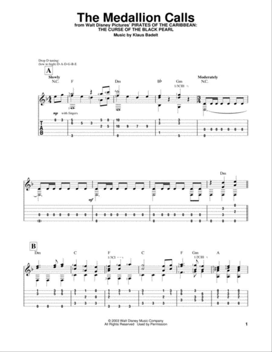 The Medallion Calls Guitar Tablature scores gallery preview page 1