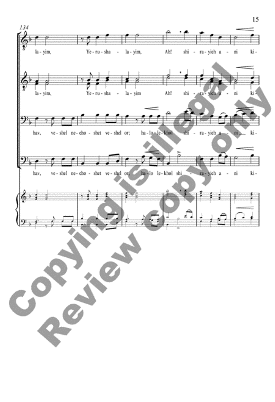 Yerushalayim Shel Zahav: (Jerusalem of Gold) TTBB scores gallery preview page 30
