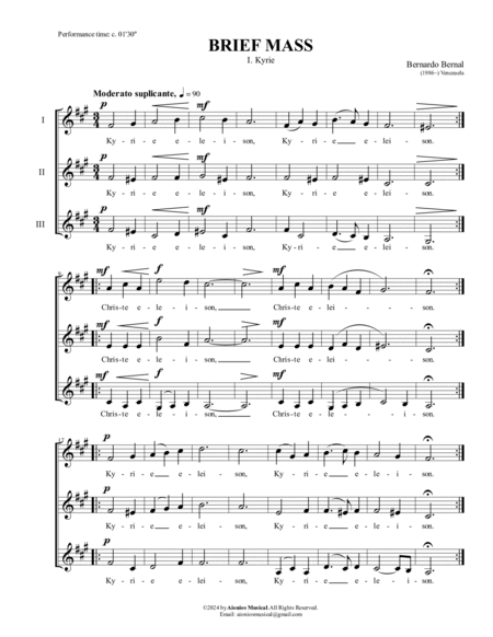 Brief Mass - Children's Choir and percussion SSA with divisi a cappella image number null