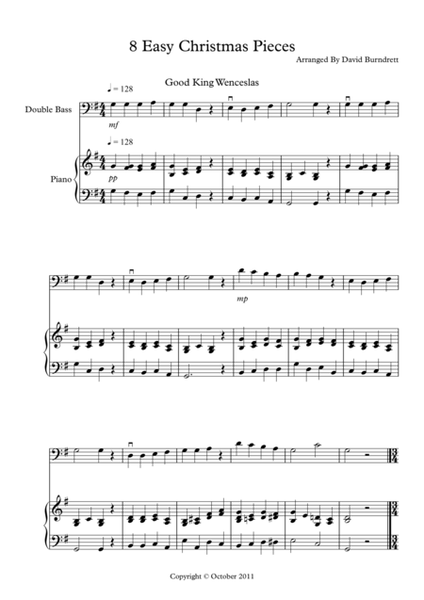 8 Easy Christmas Pieces for Double Bass And Piano image number null